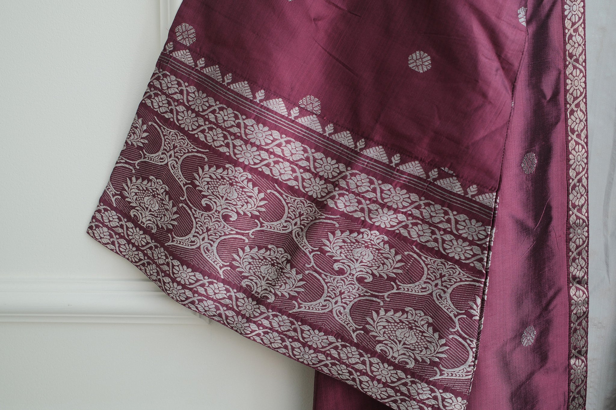 'The Rudaba' in Hibiscus · Silver Gunaa on Paat Silk