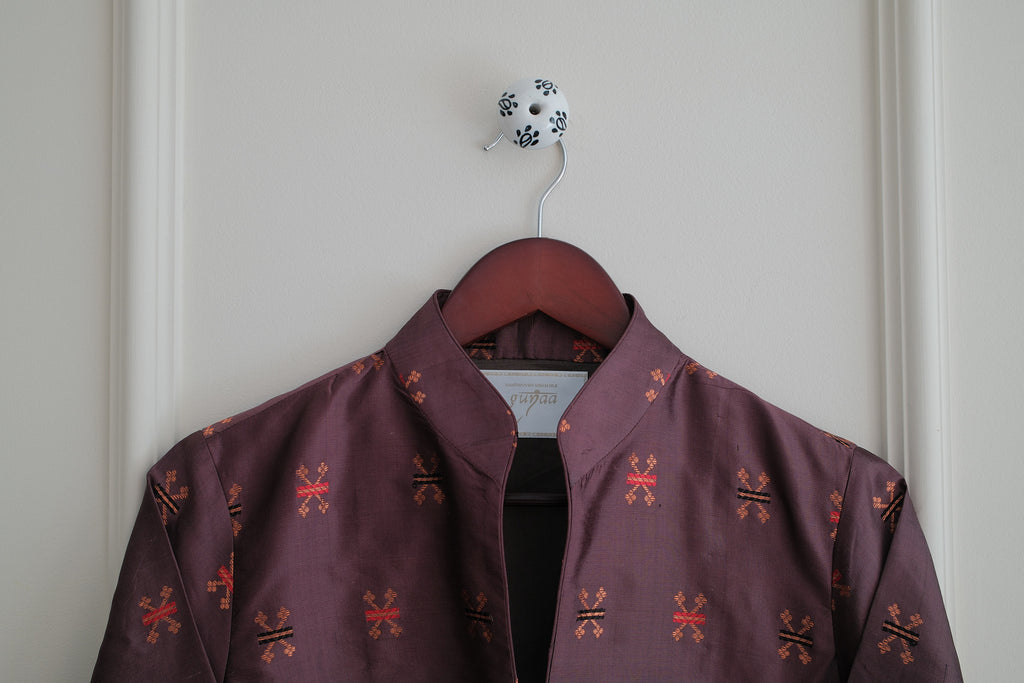 Areej Jacket in Fig · Antique Gunaa on Paat Silk