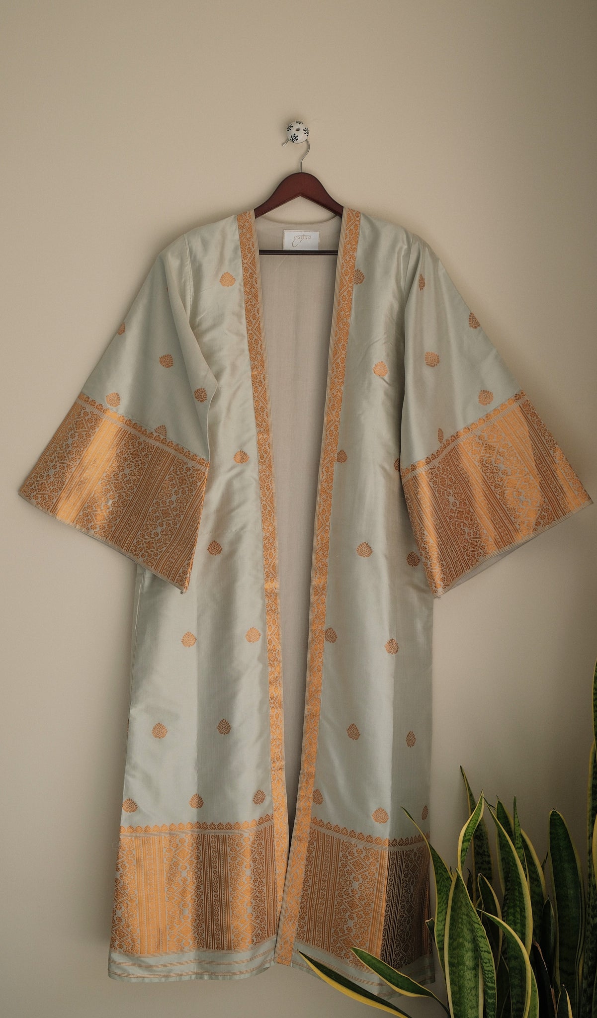 'The Rudaba' in Seafoam · Gold Gunaa on Paat Silk