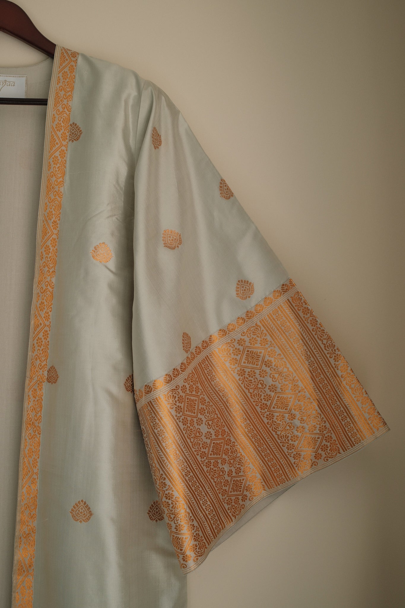 'The Rudaba' in Seafoam · Gold Gunaa on Paat Silk