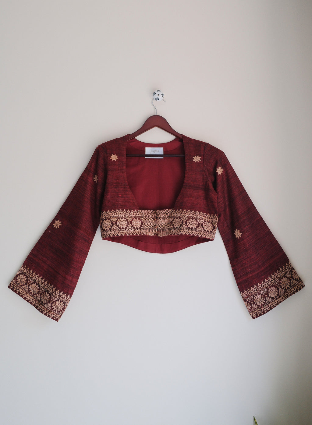 Theodora Bolero in Garnet · Lac-Dyed Eri Silk
