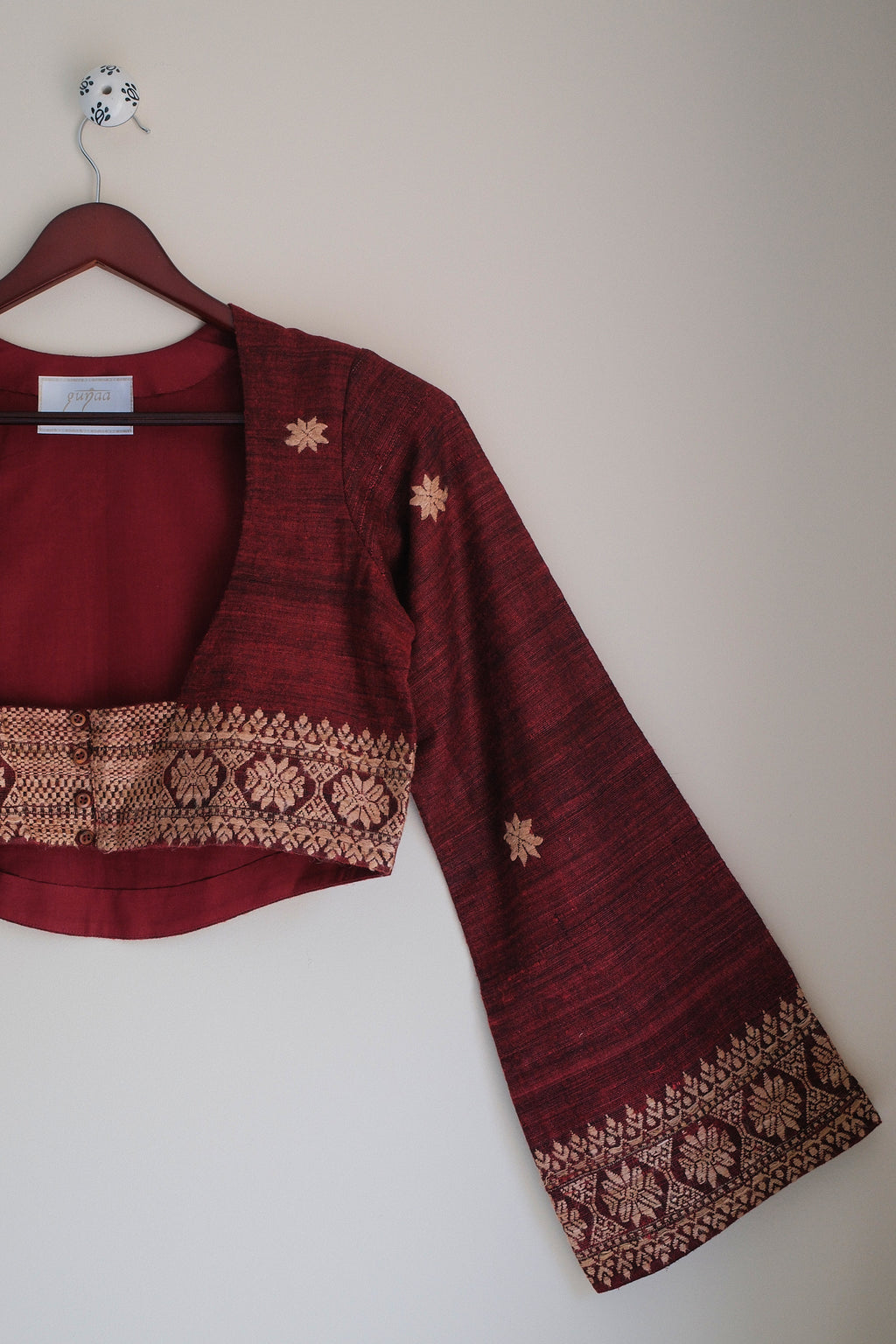 Theodora Bolero in Garnet · Lac-Dyed Eri Silk