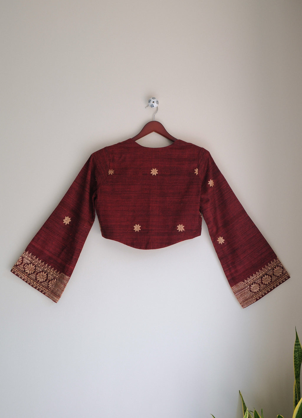 Theodora Bolero in Garnet · Lac-Dyed Eri Silk