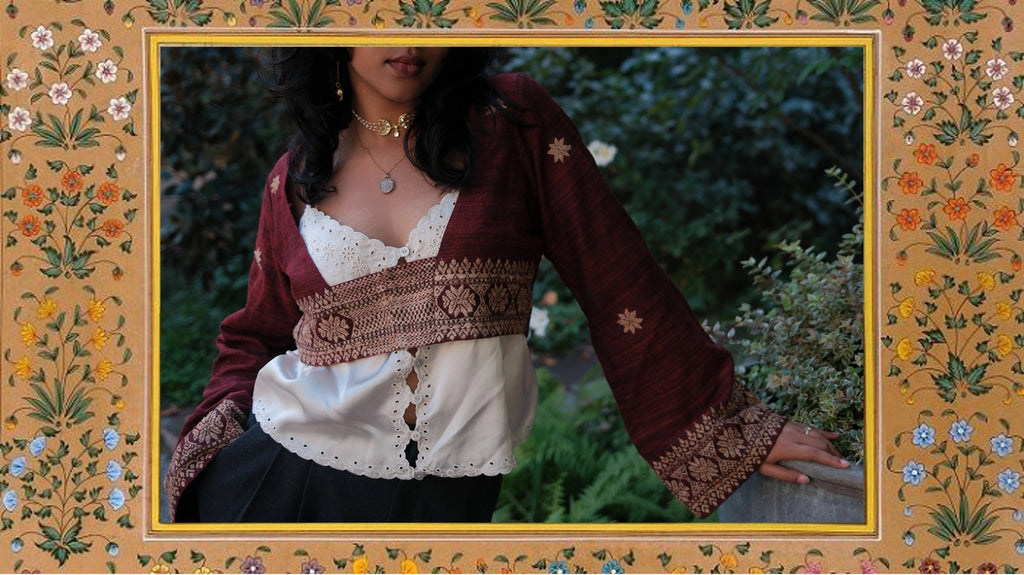 Theodora Bolero in Garnet · Lac-Dyed Eri Silk
